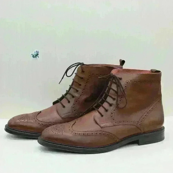 Stafford Men's Brown Leather Brogue Wingtip Chukka Lace Up Size US 12 M - Picture 1 of 11